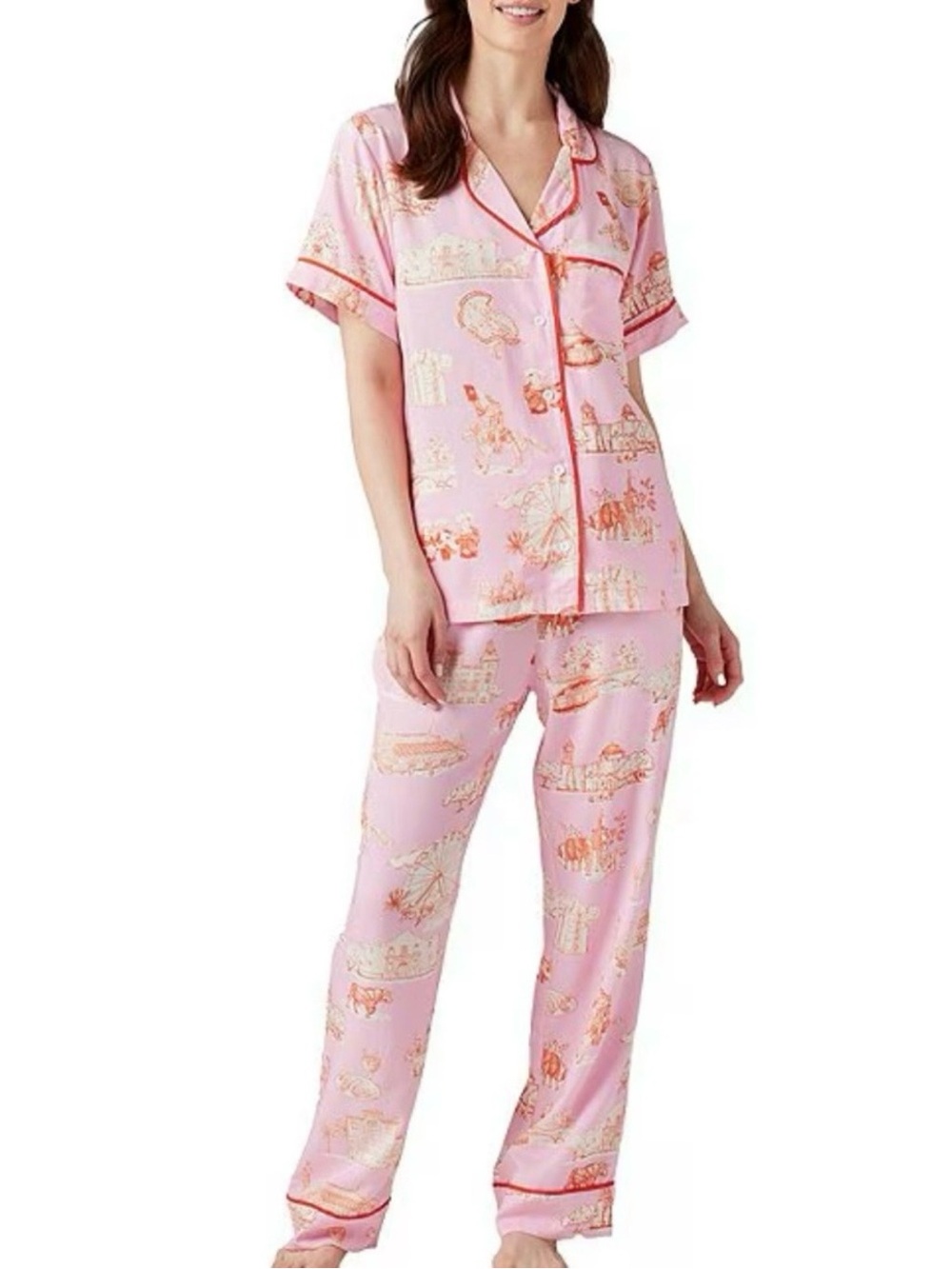 Katie Kime San Antonio Toile Woven Pink Pajama Pants Set